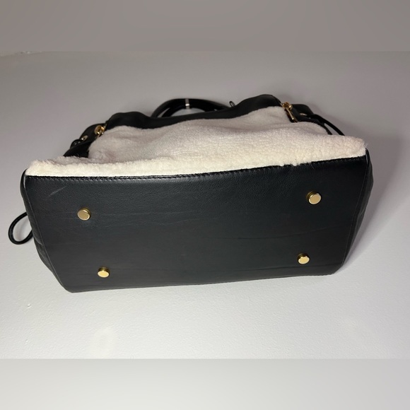 ✨NWT✨Via Repubblica. Genuine Shearling/Leather Black Cream Shoulder Handbag. - Picture 6 of 13